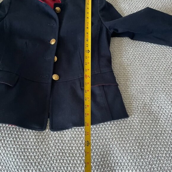Talbots Sz 6 Navy Knit Jacket Military Style Blazer Gold Buttons Like New - Picture 8 of 9